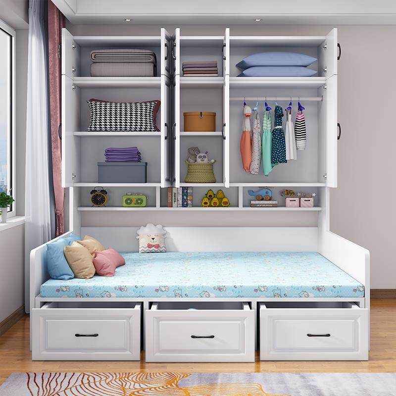 4I榻榻米衣柜床多功床能储物儿童书带桌合实木定CSR制小户型组柜