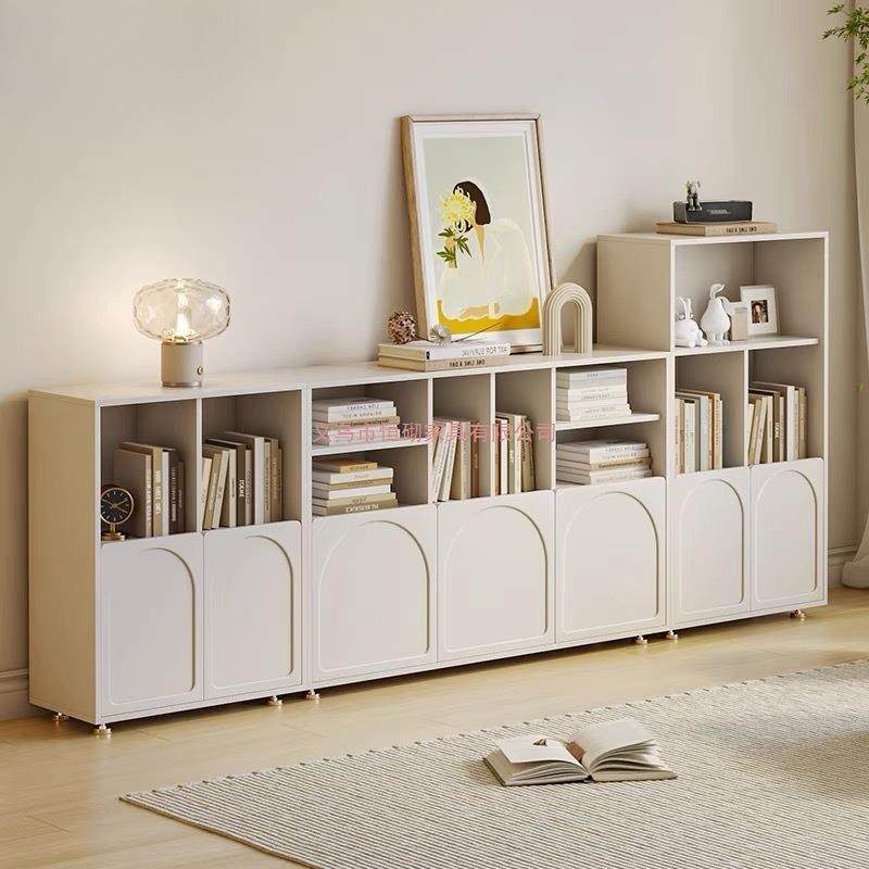 油DZM风现代极简矮书柜落物地储柜自由组柜书架客合厅收纳柜格奶