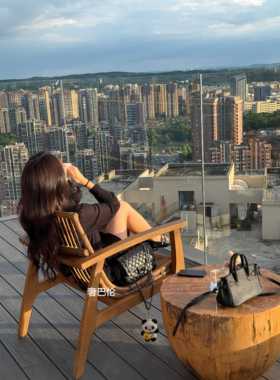 ?中古实木藤编靠厅背休闲椅客诧寂RYL复古风发椅茶民沙宿楼单人茶