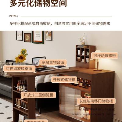 复古风伸缩吧台桌柜一体家用玄客厅关隔UDK断餐小户型靠墙沙边发