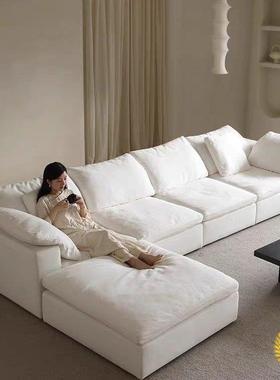 棉麻沙发直式白色奶朵AL油系软云客三人座亚麻布艺排厅组合家用