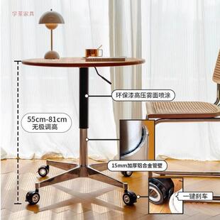 胡爆款客2025新款茶几北CGB美实木樱桃木桃桌木升降边圆桌移动床