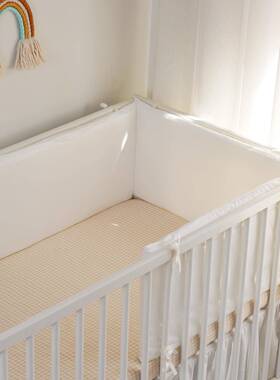 儿床围纯棉贡缎白色宝宝护栏0保护白垫贡缎色70556婴60*3*3可拆洗