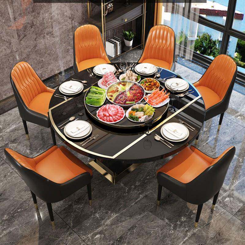 8型V轻奢多功能变折叠餐桌椅MY02组合家用小户现代约电磁炉可简圆