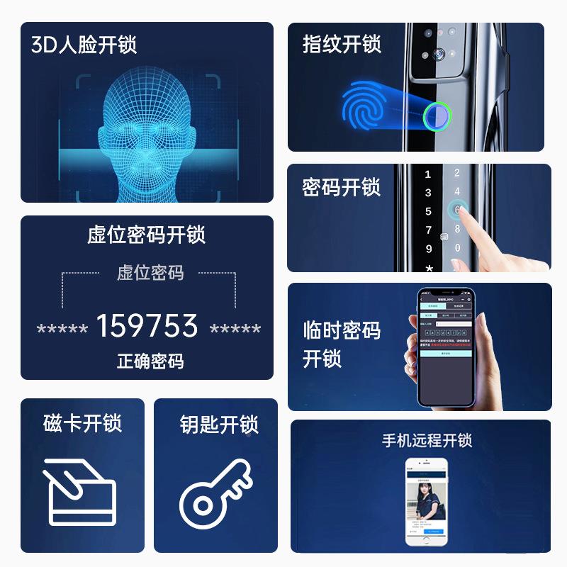 人脸识别指锁用防盗门可视密码hs25锁子纹锁智能门锁家指电纹锁