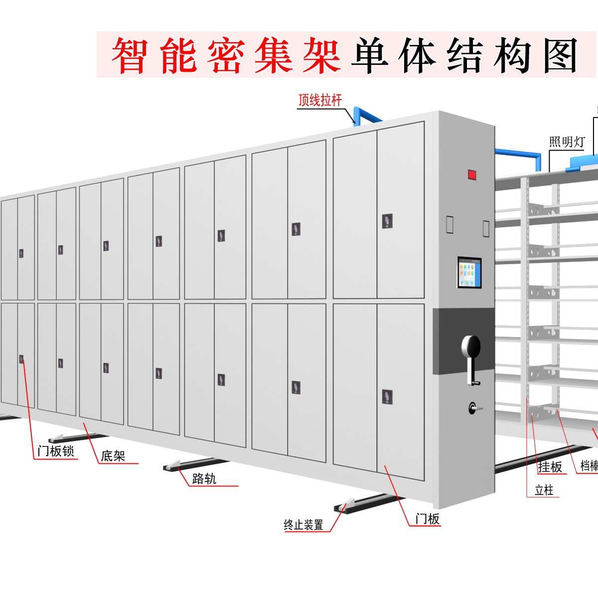 智能档案柜电动手摇密集架移动资料架分层隔板档案室不锈钢文件柜