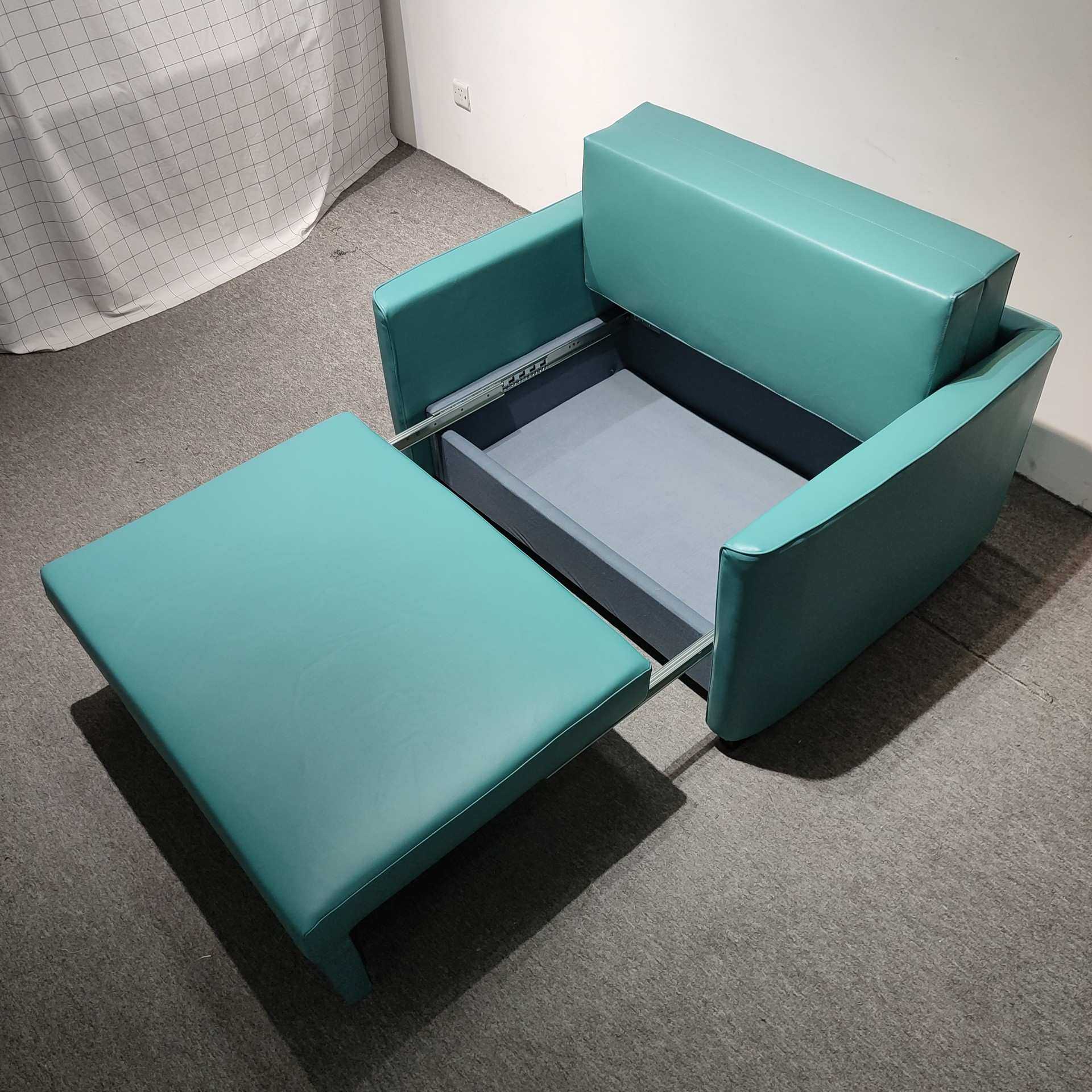 储物款小户型多功能沙发床 卧室阳台皮艺款推拉可折叠两用沙发