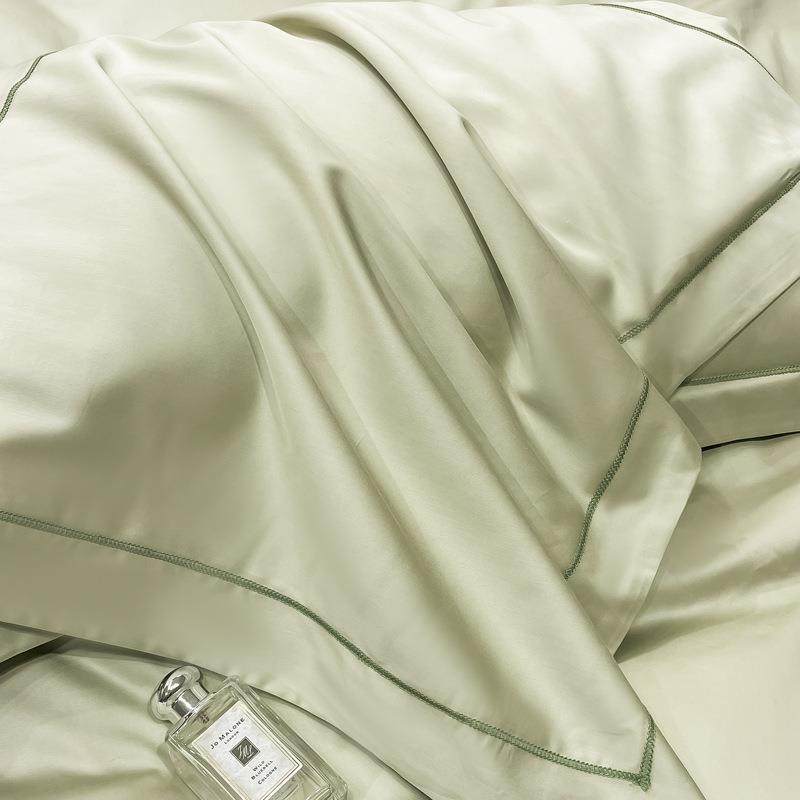 48cmx74cm枕套纯棉加厚一对装粉色纯色60支长绒棉刺绣枕头套