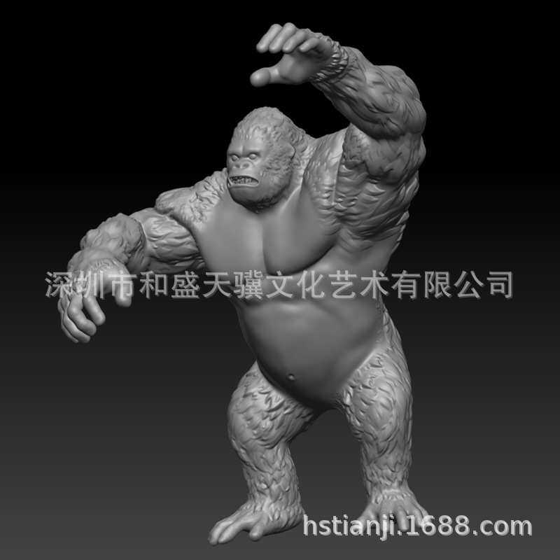 金刚黑猩猩3D数字雕刻建模，承接动物景观雕塑模型设计、制作