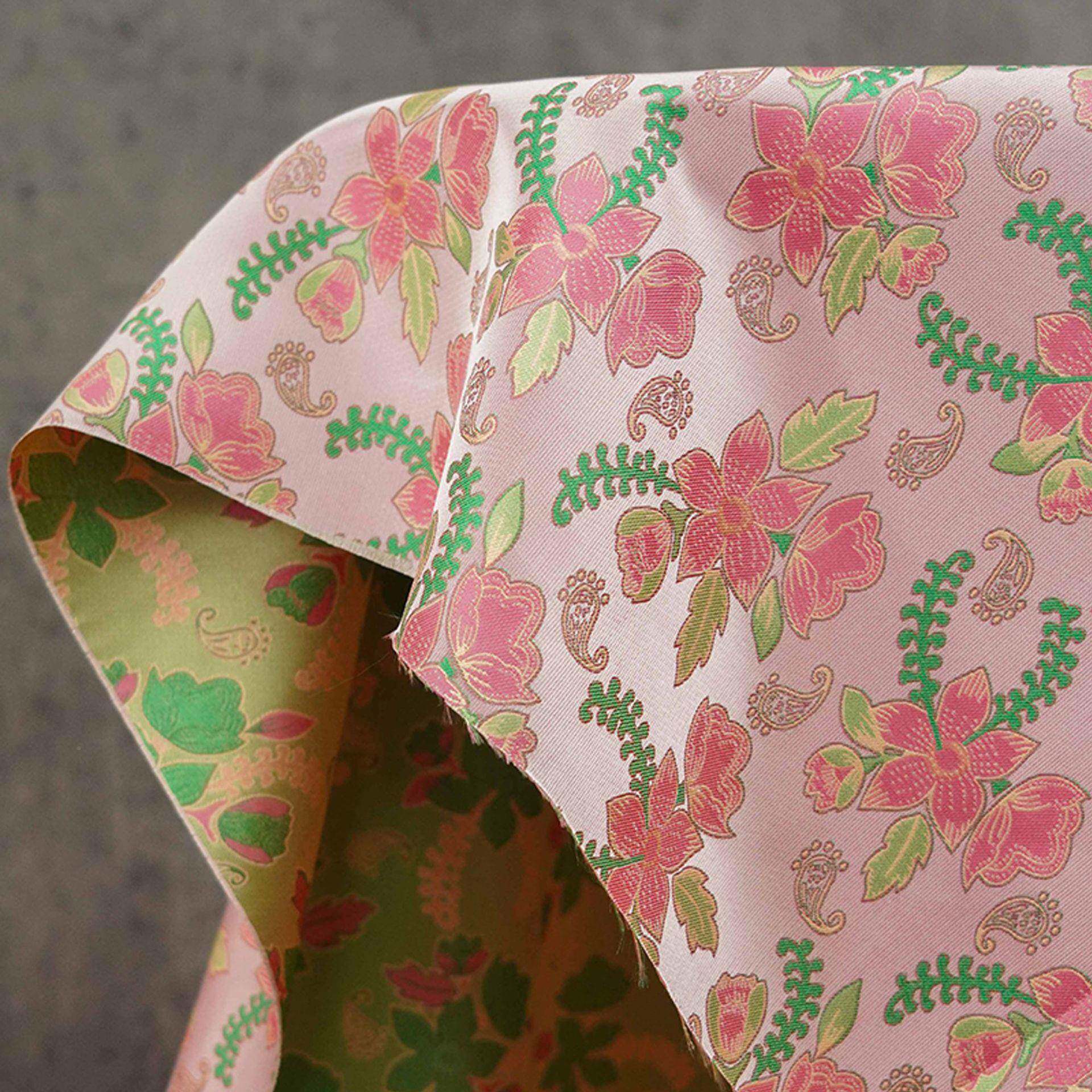 新中式仿宋锦织提面料国风袍汉服XL-G8-53旗马甲花箱包色布料