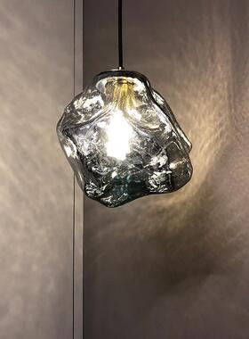 极简玻璃块餐厅吊灯网冰红意吊线灯床玄关简约熔岩80767吧台卧室