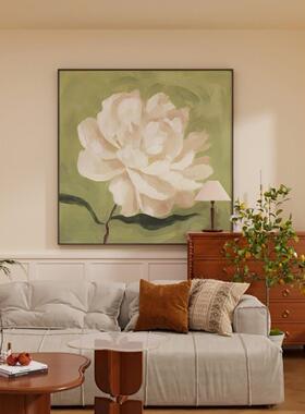 现绿色画花朵奶油风酒店墙S-1824客厅玄关挂画背景卧室装饰方形代