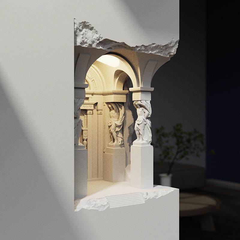 嵌入式石膏灯亚特兰蒂斯无主灯家居卧室温馨夜灯客厅墙柱转角壁灯