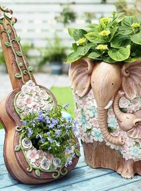 院大象装饰摆件别墅花园院子门口一对阳台布置户外造景创意花盆