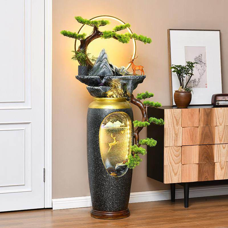 新中式客厅大型落地摆件假山鱼缸流水喷泉高档玄关隔断庭院水幕墙,家居饰品,流水摆件,淘宝优惠券,粉丝福利购,淘宝优惠卷