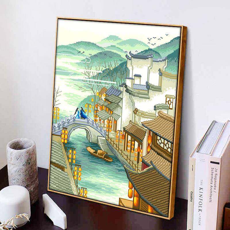 OQ5M江南情怀十字绣2022新款线绣客厅现代风景手工自己绣简单大气
