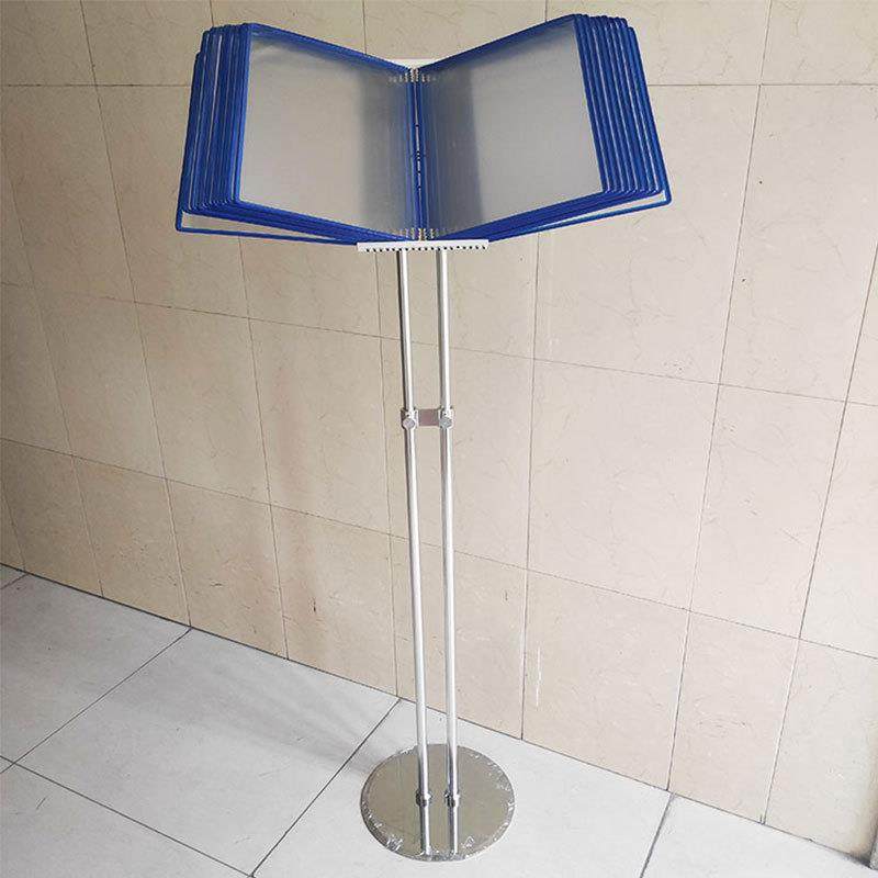 落地资料金属展示文件架车展广告牌A4立式展示文件夹20页活页翻页