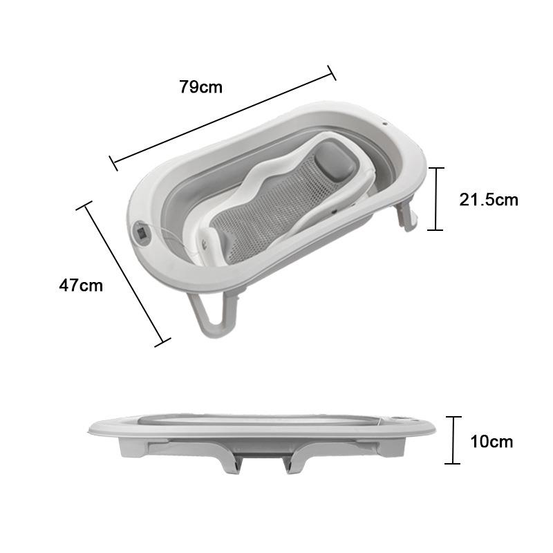 婴儿洗澡盆宝宝0-5岁小孩大号塑料儿童浴盆感温折叠新生儿可坐躺