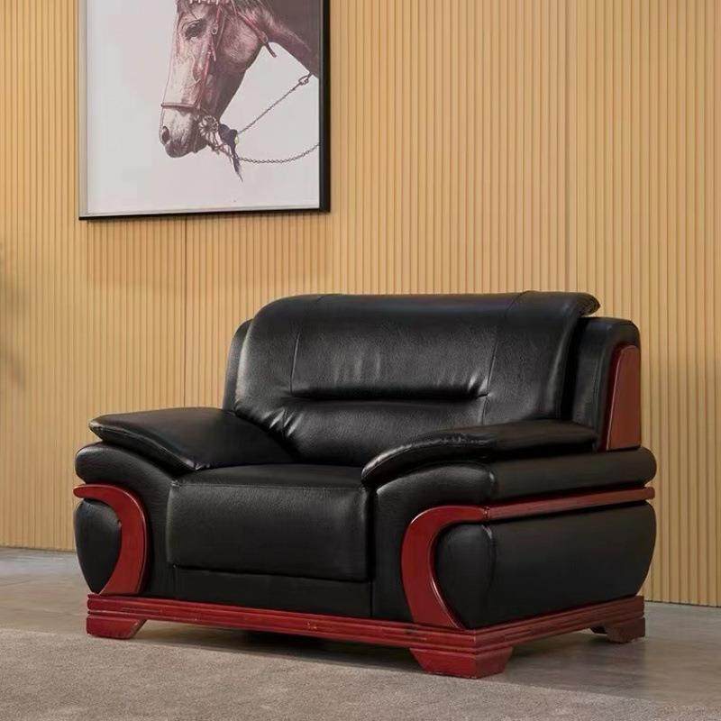 现代简约办公沙发会客接待办公室皮质三人位商务接待沙发茶几组合