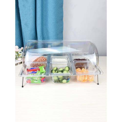 61K3透明冰粉配料调料多格小菜凉菜水果捞展示盒塑料保鲜盒子商用