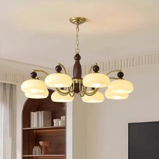 中古风客厅吊灯大厅主灯美式 复古柿子灯房间全光谱书房卧室灯具