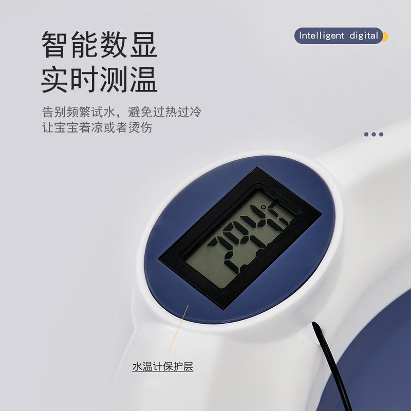 婴儿洗澡盆折叠宝宝浴盆可坐可躺感温新生婴儿澡盆沐浴桶三折浴盆