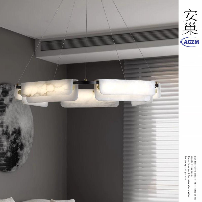 跨境云石全铜吊灯设计师创意