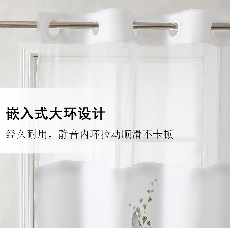 数码印花双层大环涤纶浴帘植物花卉浴室帘子防水布浴帘
