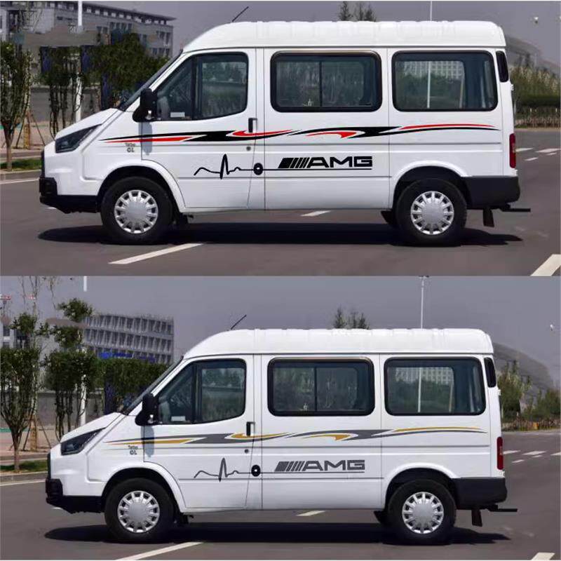 江铃特顺长轴车贴纸彩条短轴车身个性图雅诺改装饰贴画划痕汽车门
