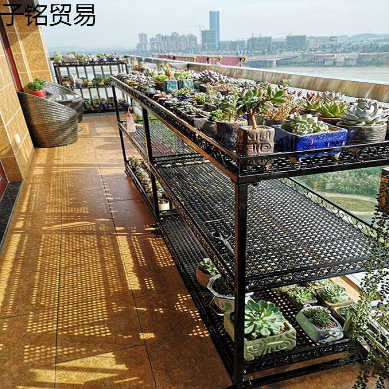 阳台室内多层多肉花架移动带轮客厅走廊铁艺植物防雨防晒花架子