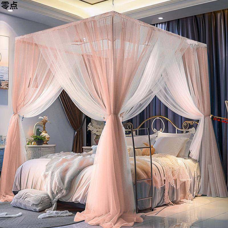 落地蚊帐三开门免安装2025新款家用卧室公主风双层加密加厚支架