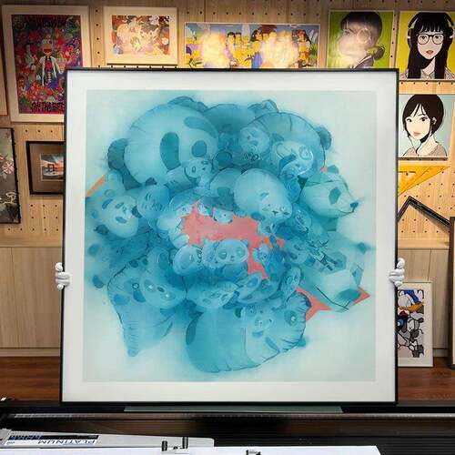 游雯迪潮流版画客厅餐厅玄关装饰画现代简约新中式挂画熊猫儿童房