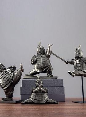 新中式家居饰品秦兵马俑摆件桌面工艺品书柜书架装饰品办公室摆设