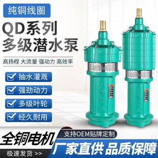 QD多级潜水泵家用220v高扬程油浸式小老鼠深井泵农用灌溉水泵380v