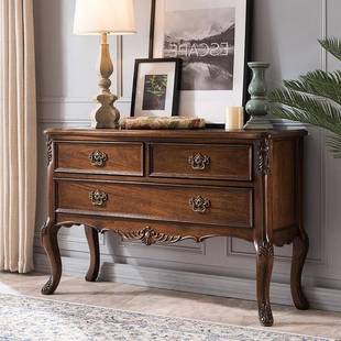 美式全实木玄关桌实木门厅柜装饰柜欧式玄关柜1.3米玄关台