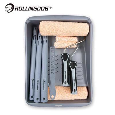 rollingog滚2动狗刷墙工具套装蛋壳光进乳口胶漆d滚筒刷托盘73700