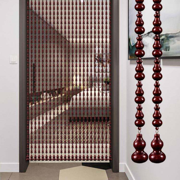 全桃木葫芦珠帘门帘隔断帘化解卫生间卧室客厅新款家用免打孔帘子