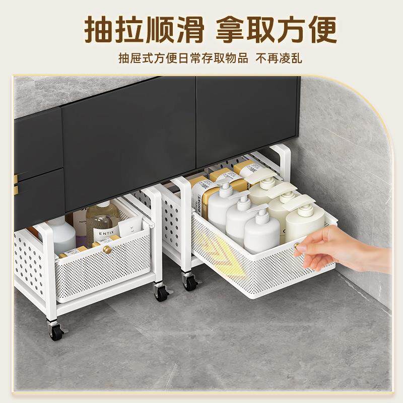浴室柜下脏衣篮可移动带轮书包置物架小推车简约风卫生间多层杂物
