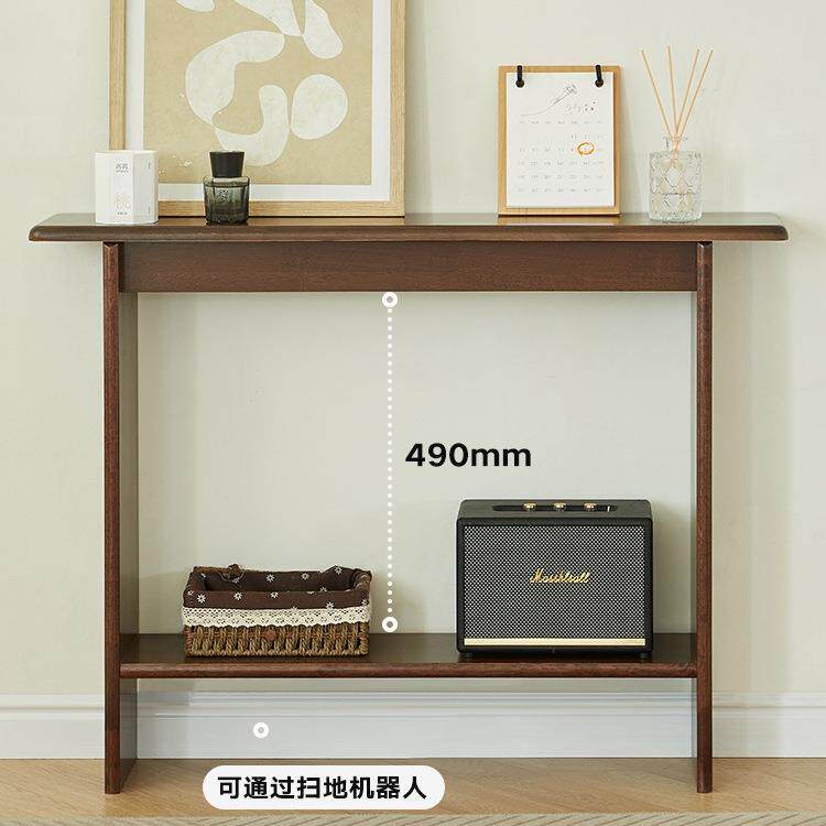 实木玄关桌置物架入户极窄玄关柜中古风新中式案几靠墙窄条r&r&