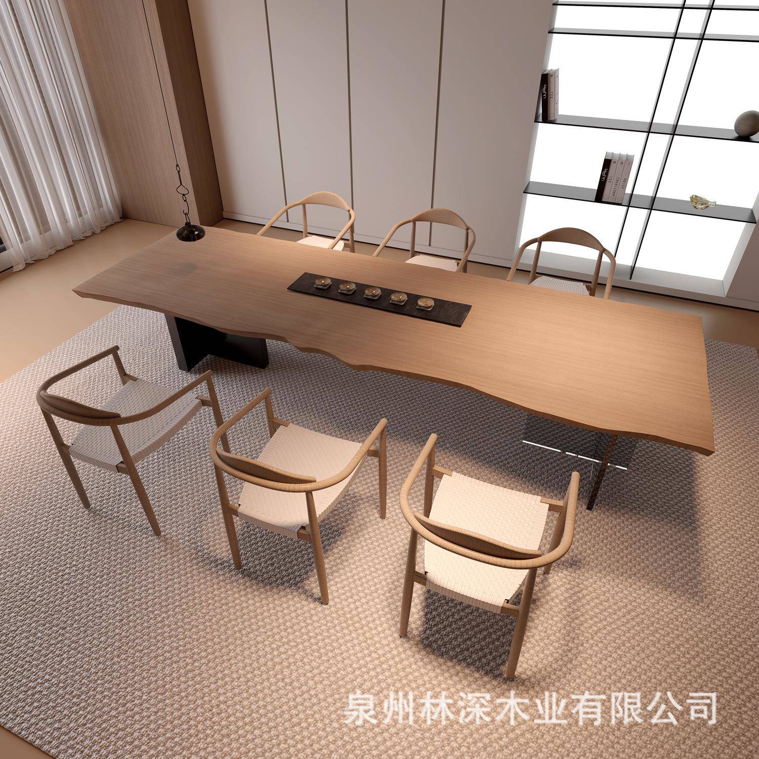 亚克力实桌木椅组简合家用客厅白茶台餐桌书桌新款约轻奢蜡LSMY12