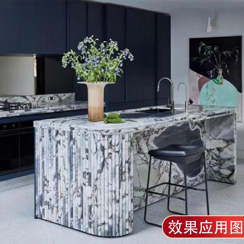 云浮大象白天然大理石客厅精装背景圆形餐桌家用轻奢高端异形茶几