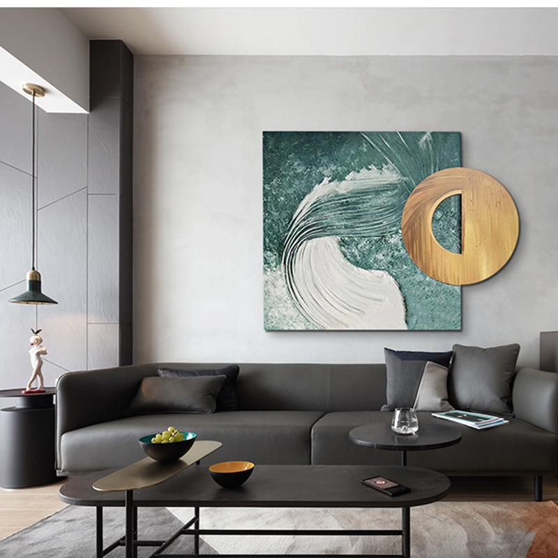 现代客厅装饰画玄关挂画餐厅卧室抽象海浪手绘油画纯手工立体画
