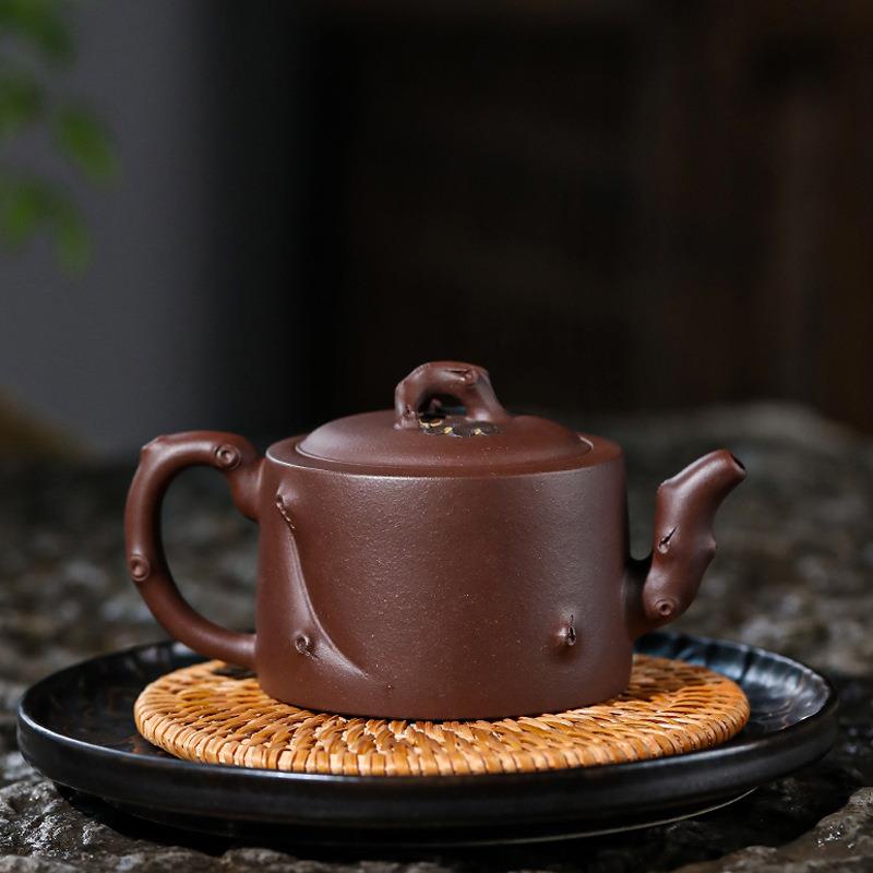 宜兴名家工艺师原矿家藏紫泥全手工紫砂壶多子多福茶壶贴花茶具