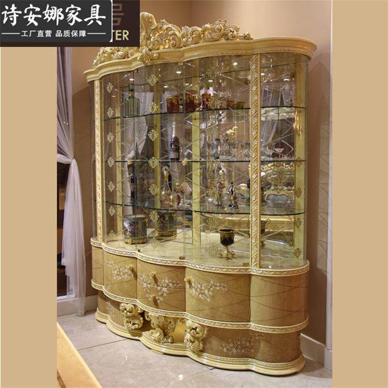 奢华欧式餐厅家具大户型别墅实木雕花装饰柜四门酒柜