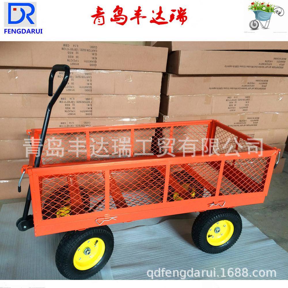 销售多功能重型四轮拖车折叠拉货车花园网格车园林工具车