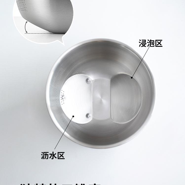 霜山304不锈钢多功能沥水篮大容量淘米盆厨房洗菜篮冲孔盆水果篮