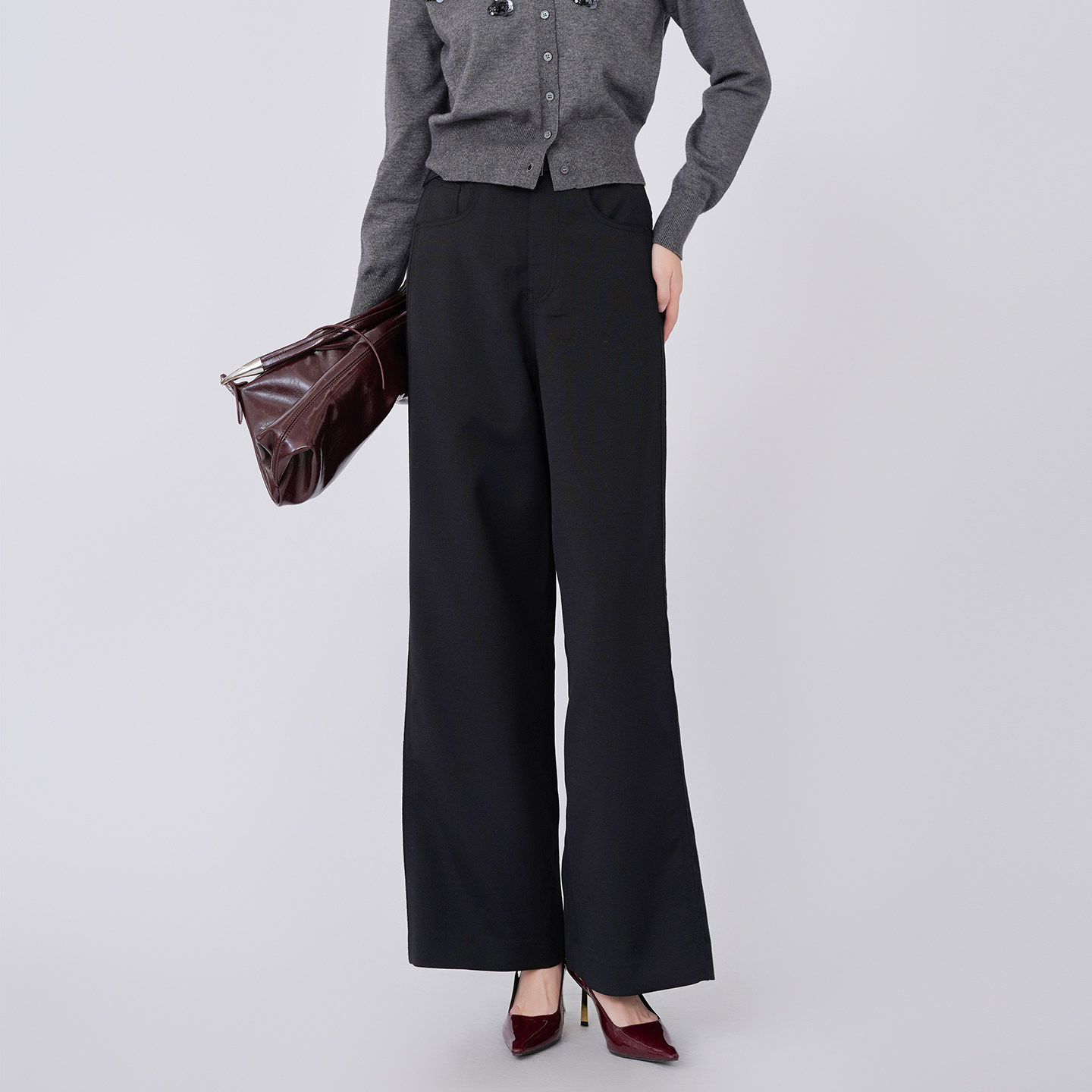 法柚直筒裤2026春装新品阔腿裤女黑色修身显瘦百搭小个子休闲裤