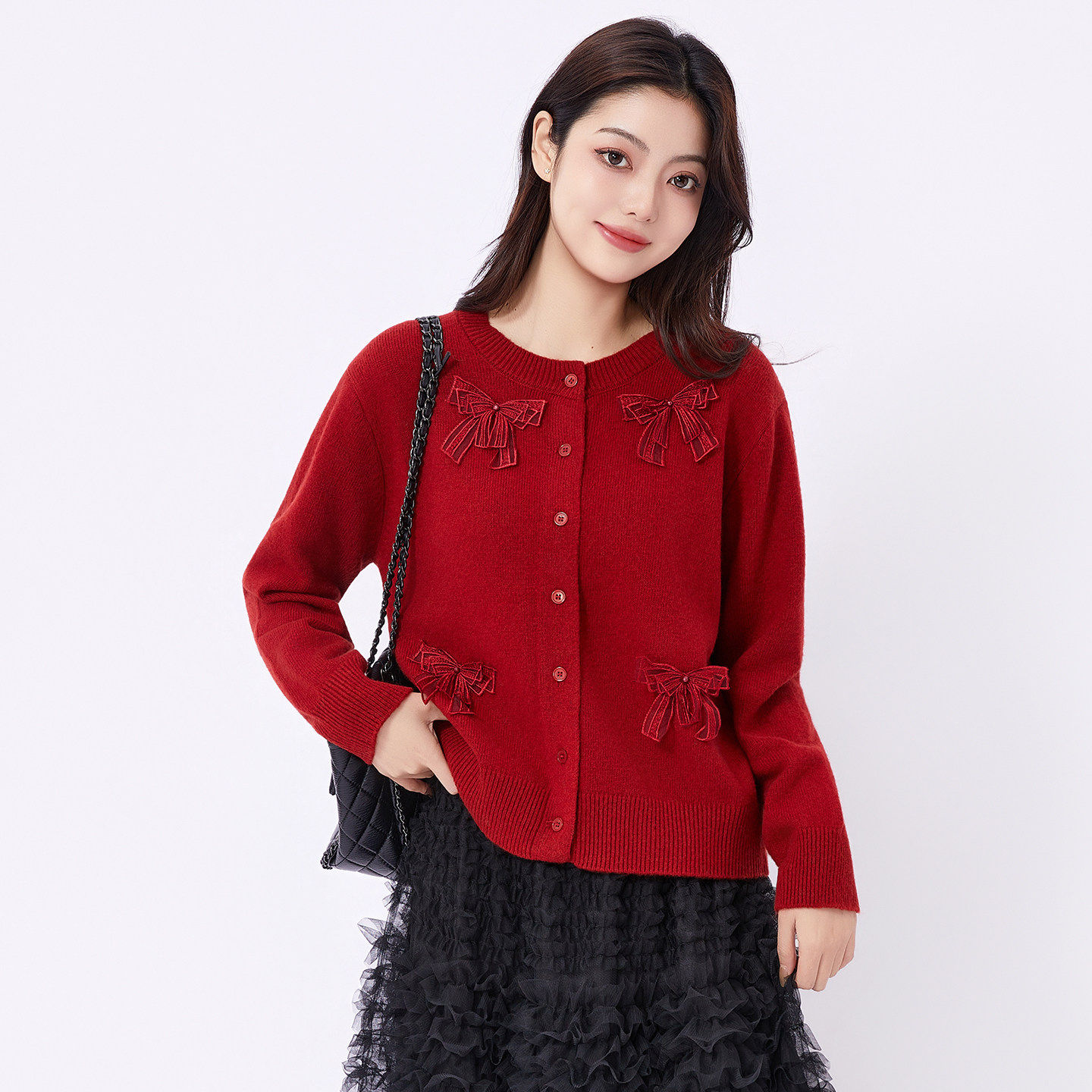 法柚毛衣蝴蝶结装饰针织开衫显瘦百搭毛衣外套温柔少女感羊毛衫,女装/女士精品,毛衣,淘宝优惠券,粉丝福利购,淘宝优惠卷