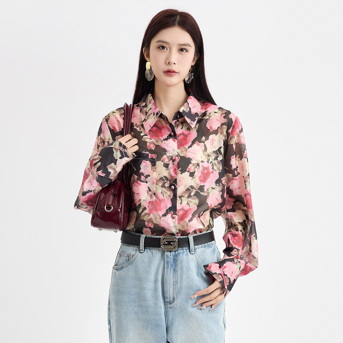 法柚2026春季新品碎花衬衫长袖时尚气质百搭休闲衬衫上衣小衫,女装/女士精品,衬衫,淘宝优惠券,粉丝福利购,淘宝优惠卷