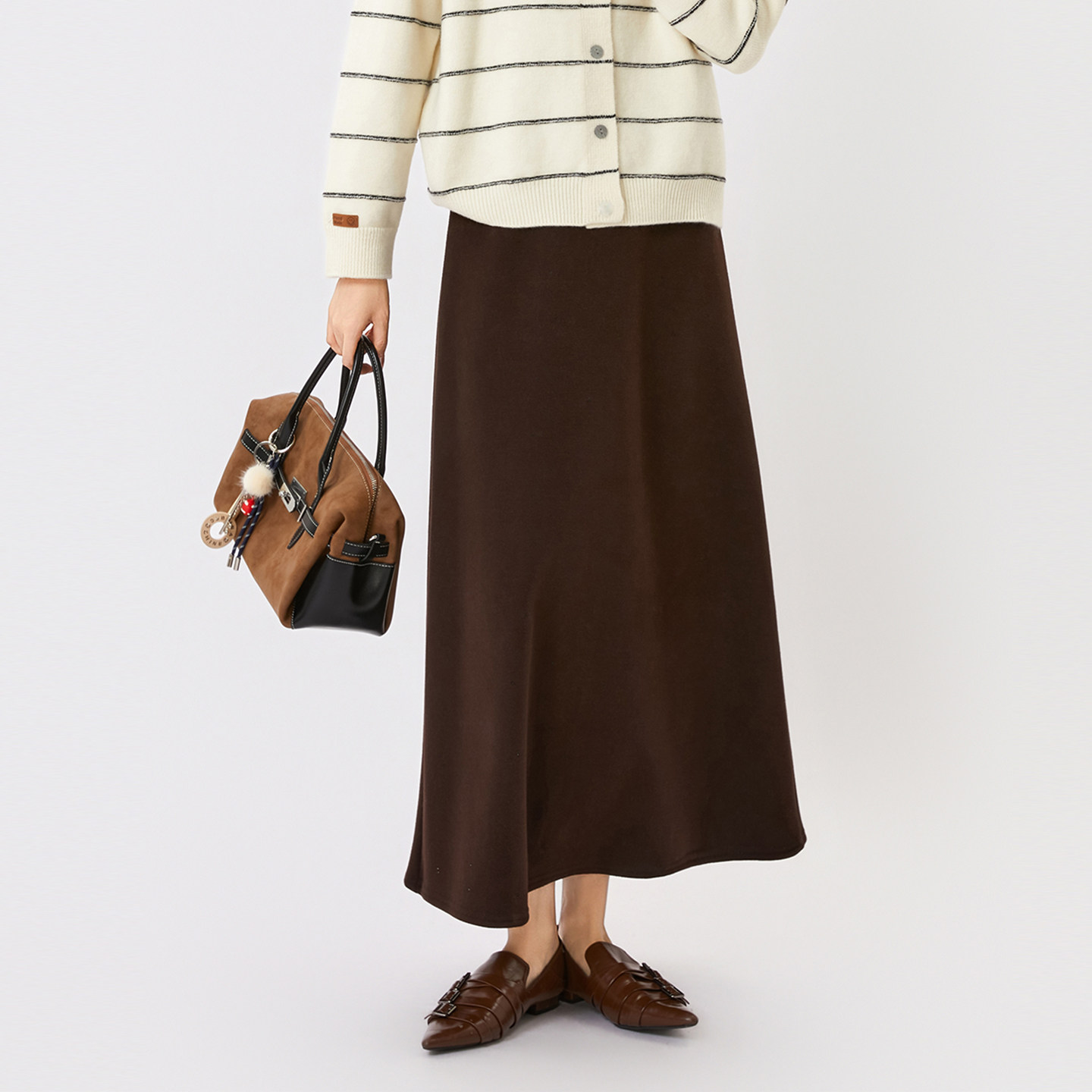 法柚黑色打底百搭休闲裤子2026春季新款半身裙直筒显瘦长裙女装